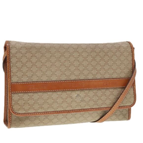 CELINE Macadam Canvas Shoulder Bag Pvc Beige - Picture 1 of 13